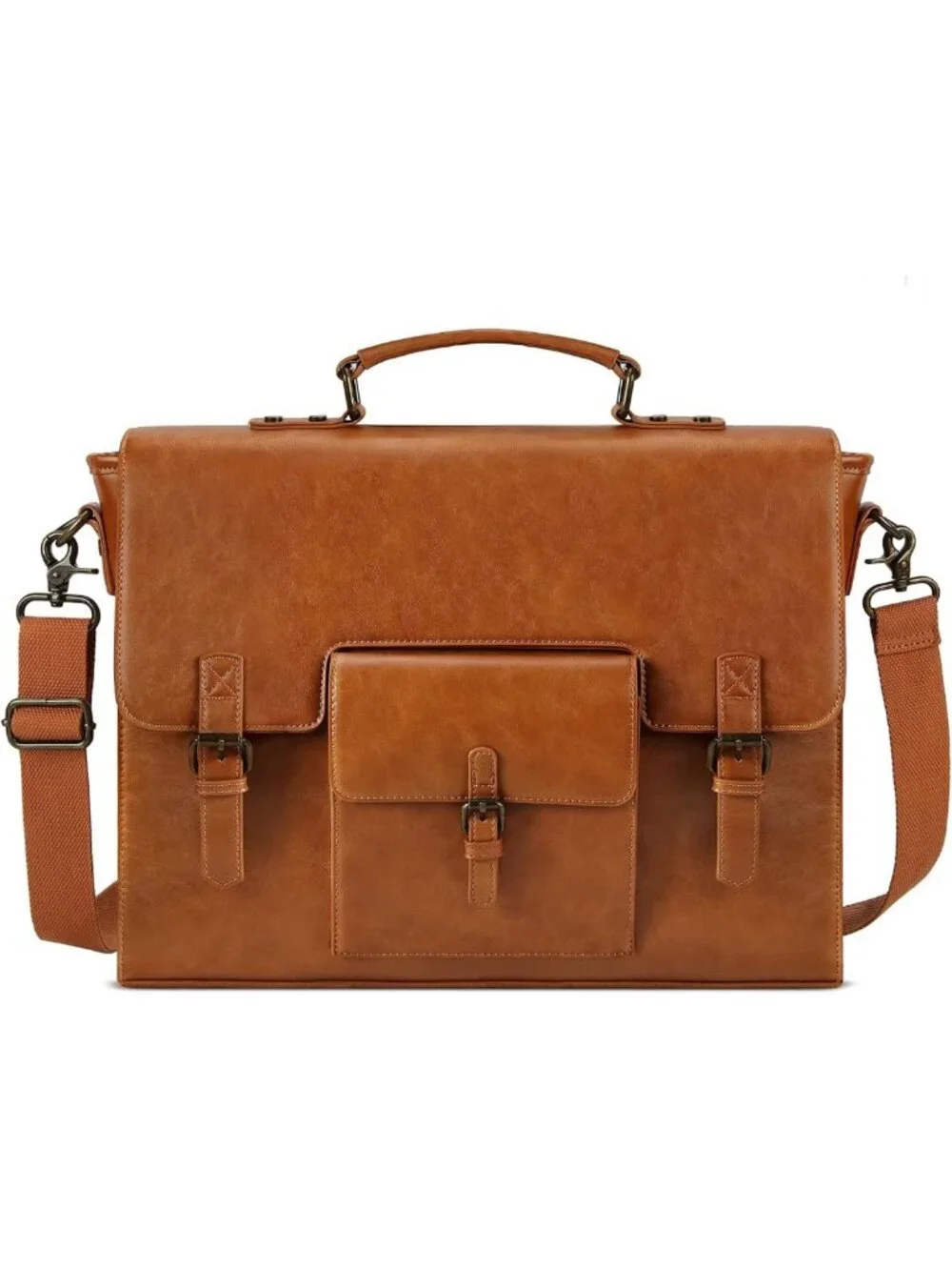 Vintage Leather Messenger Bag for Men - 15.6